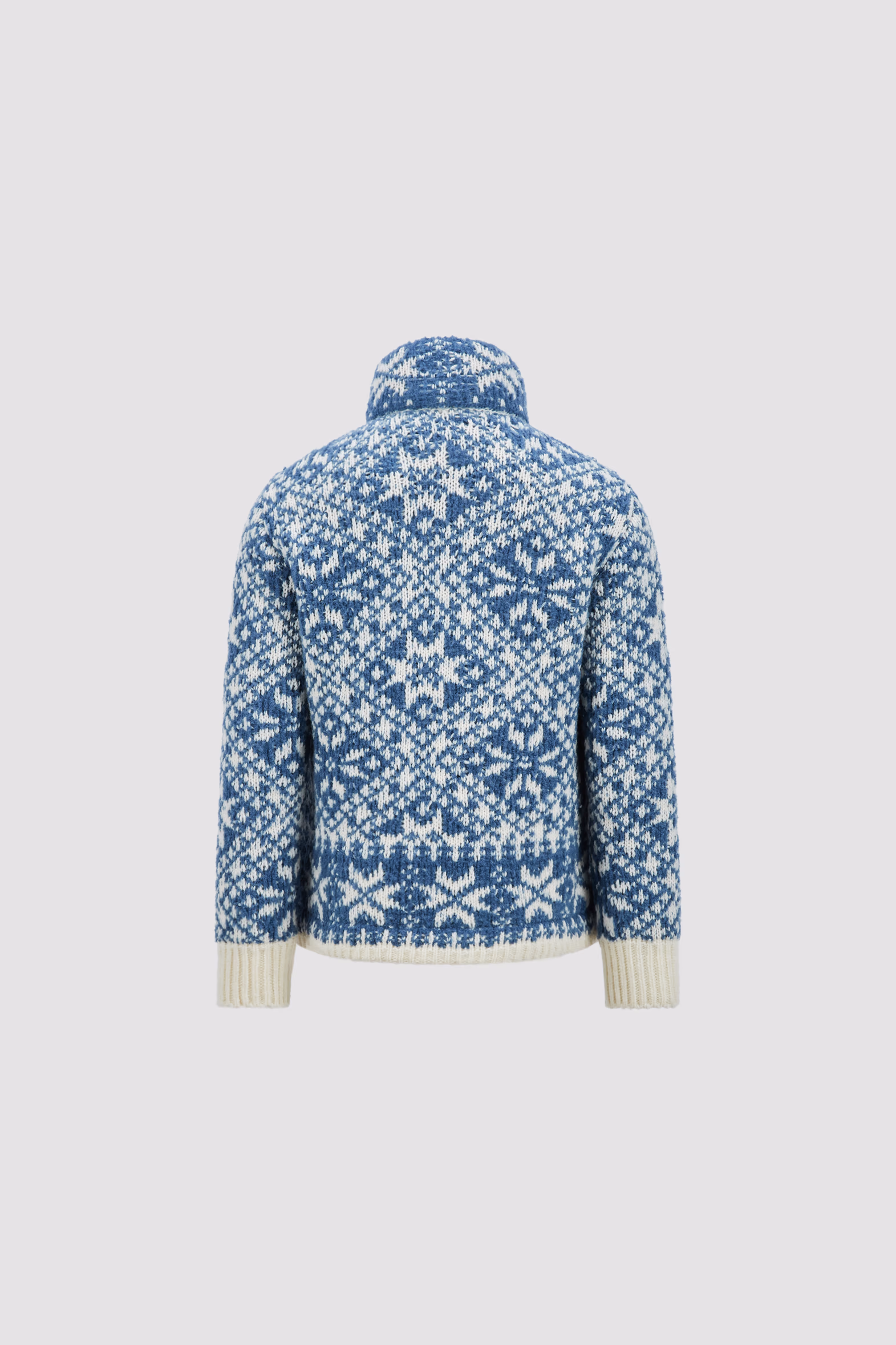 Padded Bouclé Wool Zip-Up Cardigan Girl White & Light Blue Moncler 2